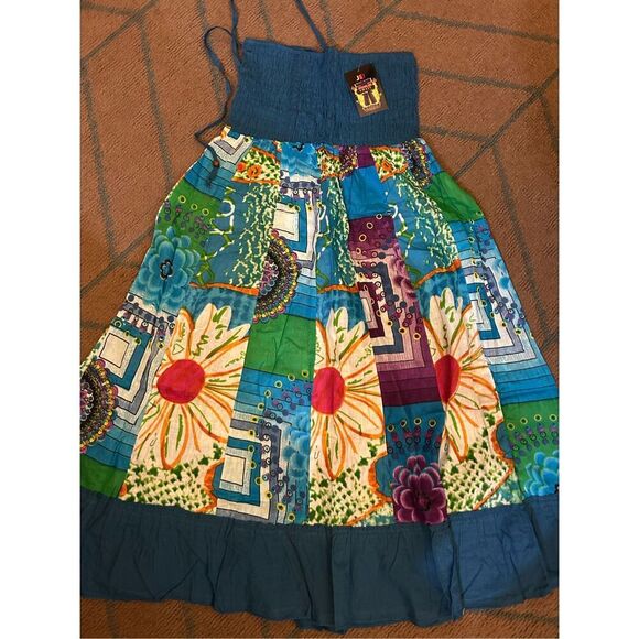 NWT Junglee Billee Boho Lightweight Cotton Strapless Skirt India One Size - Picture 2 of 4